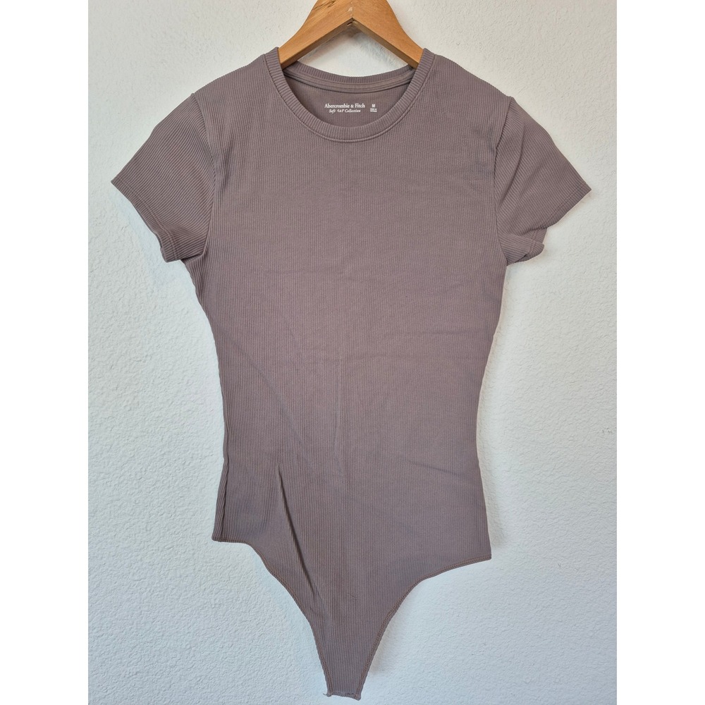 Abercrombie & Fitch Soft A&F Ribbed Cotton Bodysuit Short Sleeve Size Medium